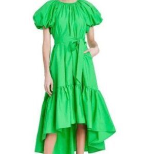 Christopher John Rogers x Target Green Puff Sleeve High-Low Ruffle Dress